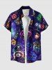 Chemise hawaïenne grande taille pour homme, avec motif raton laveur, pirate, voilier, gouvernail, cocotier et galaxie, boutons et poche. - Concorde S