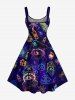 Plus Size Raccoon Pirate Sailboat Rudder Coconut Tree Galaxy Print Hawaii Tank Dress -  