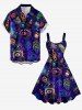 Plus Size Raccoon Pirate Sailboat Rudder Coconut Tree Galaxy Print Hawaii Tank Dress -  