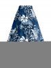 Plus Size Flowers Leaf Tropical Print Split Hawaii Skirt -  