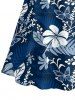 Plus Size Flowers Leaf Tropical Print Split Hawaii Skirt -  