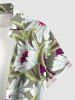 Chemise hawaïenne grande taille à imprimé floral et feuilles, boutons et poche pour homme - Vert clair S