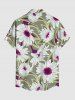 Chemise hawaïenne grande taille à imprimé floral et feuilles, boutons et poche pour homme - Vert clair S