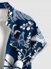 Chemise hawaïenne grande taille pour homme, à imprimé tropical floral et feuilles, boutons et poche. - Bleu profond S
