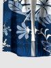 Chemise hawaïenne grande taille pour homme, à imprimé tropical floral et feuilles, boutons et poche. - Bleu profond S