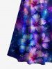 Plus Size Hibiscus Flowers Galaxy Print Cold Shoulder Crisscross Hawaii Maxi Dress -  