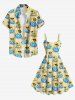 Robe débardeur hawaïenne à imprimé canards et lunettes de soleil grande taille - Beige L