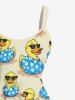 Robe débardeur hawaïenne à imprimé canards et lunettes de soleil grande taille - Beige L