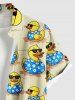 Plus Size Sunglass Ducks Print Buttons Pocket Hawaii Shirt For Men -  
