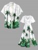 Plus Size Coconut Tree Flower Geometric Graphic Print Hawaii Split Pocket A Line Midi Dress -  
