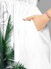 Plus Size Coconut Tree Flower Geometric Graphic Print Hawaii Split Pocket A Line Midi Dress -  