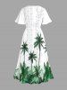Plus Size Coconut Tree Flower Geometric Graphic Print Hawaii Split Pocket A Line Midi Dress -  