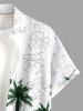 Plus Size Coconut Tree Flower Geometric Graphic Print Hawaii Button Pocket Shirt For Men -  