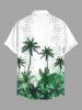Plus Size Coconut Tree Flower Geometric Graphic Print Hawaii Button Pocket Shirt For Men -  