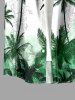 Plus Size Coconut Tree Flower Geometric Graphic Print Hawaii Button Pocket Shirt For Men -  