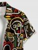 Chemise hawaïenne à poches boutons, imprimé graphique humoristique grande taille pour hommes - Noir S