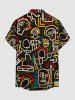 Chemise hawaïenne à poches boutons, imprimé graphique humoristique grande taille pour hommes - Noir S