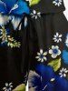 Plus Size Hibiscus Flower Leaf Print Hawaii Drawstring Pocket Romper -  