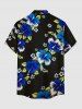 Chemise hawaïenne à imprimé de fleurs d'hibiscus et de feuilles, grande taille, avec poche boutonnée, pour homme - Noir M