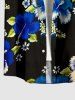 Chemise hawaïenne à imprimé de fleurs d'hibiscus et de feuilles, grande taille, avec poche boutonnée, pour homme - Noir 3XL