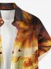 Chemise à boutons pour homme, grande taille, imprimé hawaïen, coucher de soleil ombré, cocotier, grande taille, motif mer, coucher de soleil, style hawaïen. - Brun Légère L