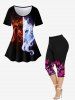Plus Size Unicorn Glitter Print Short Sleeves T-shirt -  