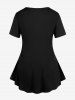 Plus Size Skulls Wing Cross Painting Splatter Print Short Sleeves T-shirt -  
