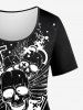 Plus Size Skulls Wing Cross Painting Splatter Print Short Sleeves T-shirt -  