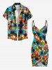 Paréo de plage convertible grande taille à imprimé coucher de soleil ombré avec cocotiers et nuages, style hawaïen - Multi XXS