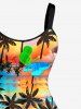 Plus Size Coconut Tree Cloud Ombre Sunset Sky Print Hawaii A Line Dress -  