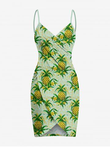 Plus Size Pineapple Leaf Print Convertible Hawaii Beach Cover