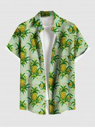 Chemise hawaïenne grande taille à imprimé feuilles d'ananas, boutons et poches pour homme - Vert clair S