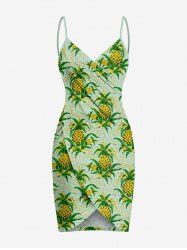 Paréo de plage hawaïen convertible grande taille à imprimé feuilles d'ananas - Vert clair 2X