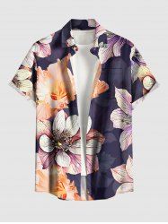 Chemise hawaïenne à imprimé floral et feuilles grande taille avec poche boutonnée pour homme - Concorde 2XL