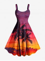Coconut Tree Ombre Dusk Print Hawaii A Line Dress -  
