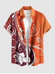Chemise hawaïenne à imprimé floral et papillon grande taille avec poches boutonnées pour hommes - Orange 6XL