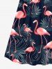 Robe à bretelles croisées à imprimé flamants roses et feuilles tropicales, style hawaïen, grande taille - Bleu Marine 5X