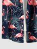 Plus Size Flamingo Tropical Leaf Print Buttons Pocket Hawaii Shirt For Men -  