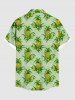 Chemise hawaïenne grande taille à imprimé feuilles d'ananas, boutons et poches pour homme - Vert clair S