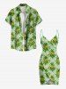 Paréo de plage hawaïen convertible grande taille à imprimé feuilles d'ananas - Vert clair M