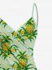 Paréo de plage hawaïen convertible grande taille à imprimé feuilles d'ananas - Vert clair 2X