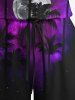 Plus Size Coconut Tree Galaxy Moon Print Cinched Hawaii Romper -  