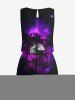 Plus Size Coconut Tree Galaxy Moon Print Cinched Hawaii Romper -  