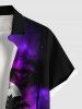 Chemise à boutons et poche pour homme, grande taille, imprimé cocotier, galaxie et lune - Noir 2XL