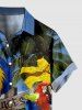 Chemise hawaïenne grande taille pour homme, imprimée cocotiers et perroquets, paysage marin, boutons et poche. - Bleu Ciel S