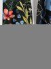 Flowers Leaf Print Buttons Pocket Hawaii Shirt For Men - Noir M