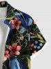 Plus Size Flowers Leaf Print Buttons Pocket Hawaii Shirt For Men -  
