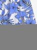 Robe mi-longue hawaïenne fendue à imprimé de fleurs d'hibiscus et de feuilles, grande taille - Bleu S