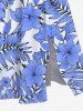 Robe mi-longue hawaïenne fendue à imprimé de fleurs d'hibiscus et de feuilles, grande taille - Bleu L