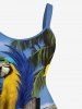 Robe débardeur hawaïenne imprimée cocotier et perroquet grande taille - Bleu Ciel S